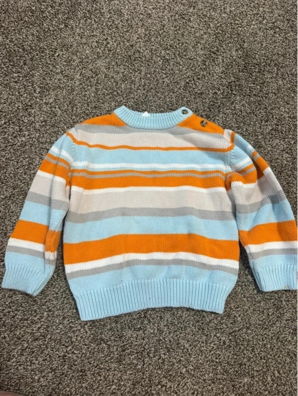Vintage Gymboree 3T Striped Cotton Sweater Blue Orange Gray 2007